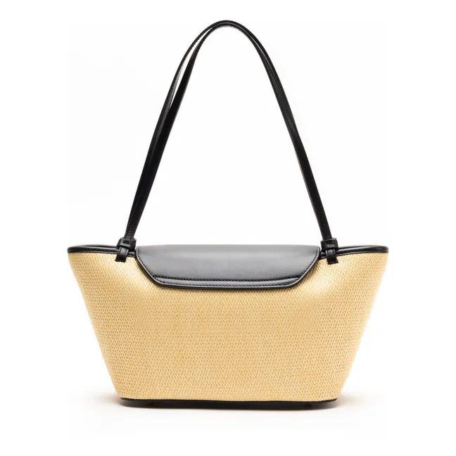 Kuriertasche aus Raphia und Leder | Natur