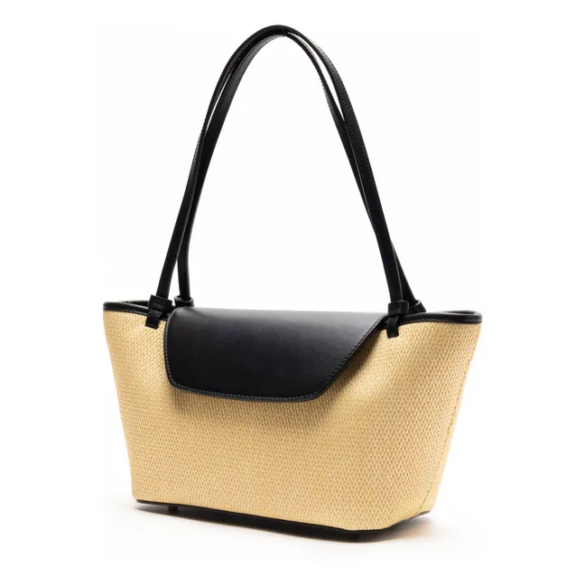 Kuriertasche aus Raphia und Leder | Natur