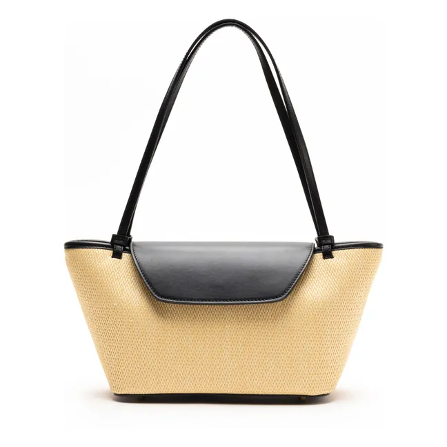 Kuriertasche aus Raphia und Leder | Natur