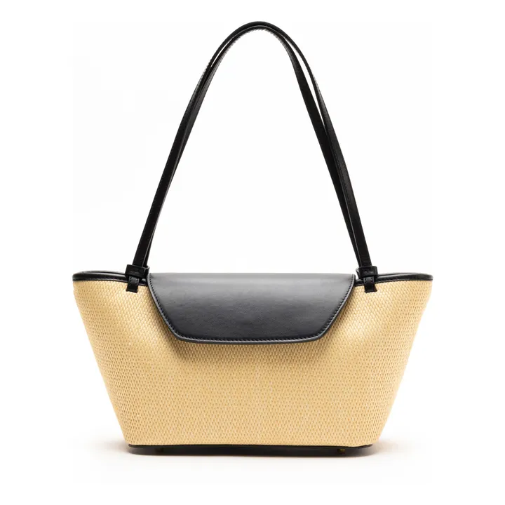 Cabas Courrier Raphia et Cuir | Naturel- Image produit n°0
