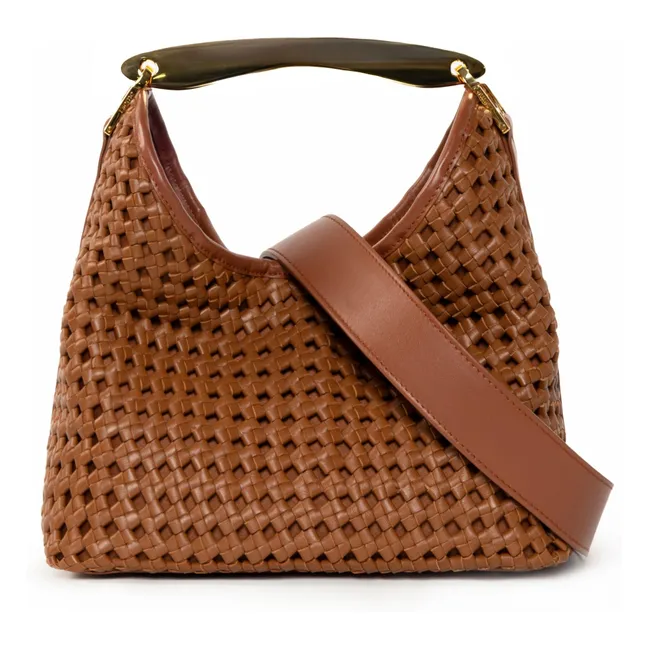 Borsa in pelle intrecciata Boomerang | Cognac
