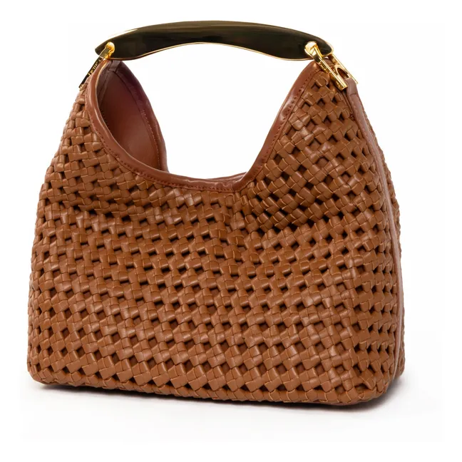 Borsa in pelle intrecciata Boomerang | Cognac