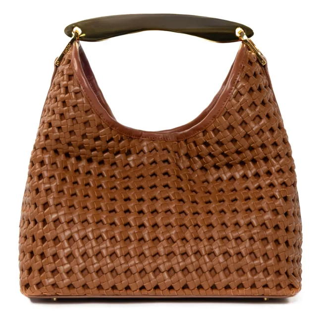 Borsa in pelle intrecciata Boomerang | Cognac