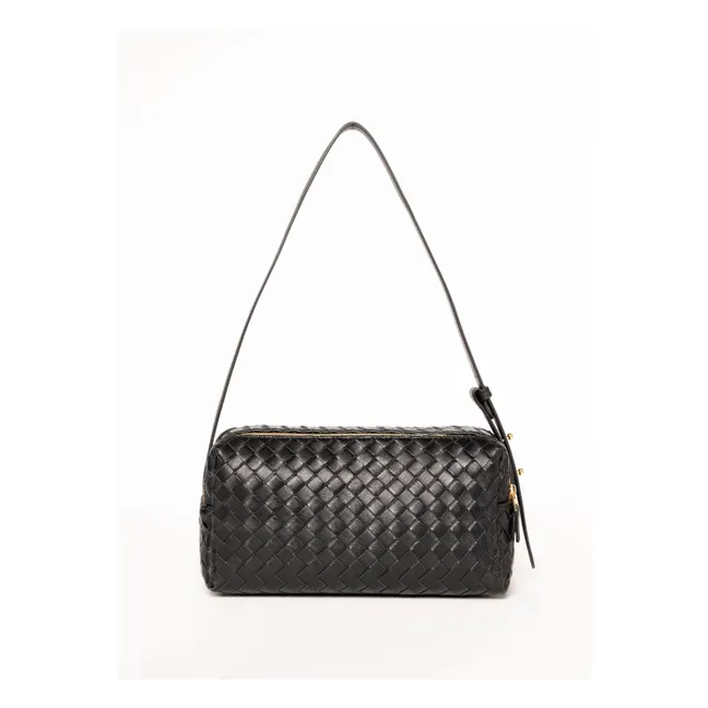 Borsa portamatite in pelle intrecciata | Nero