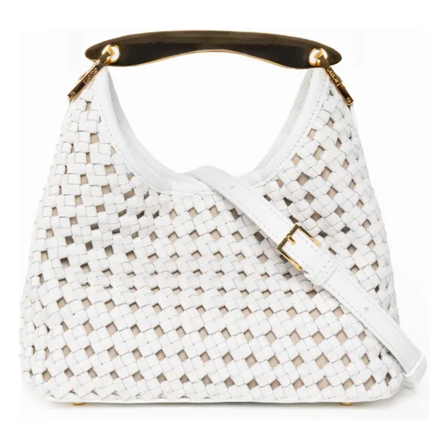 Borsa Boomerang piccola in pelle intrecciata | Bianco