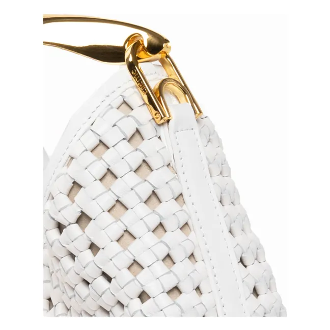 Borsa Boomerang piccola in pelle intrecciata | Bianco