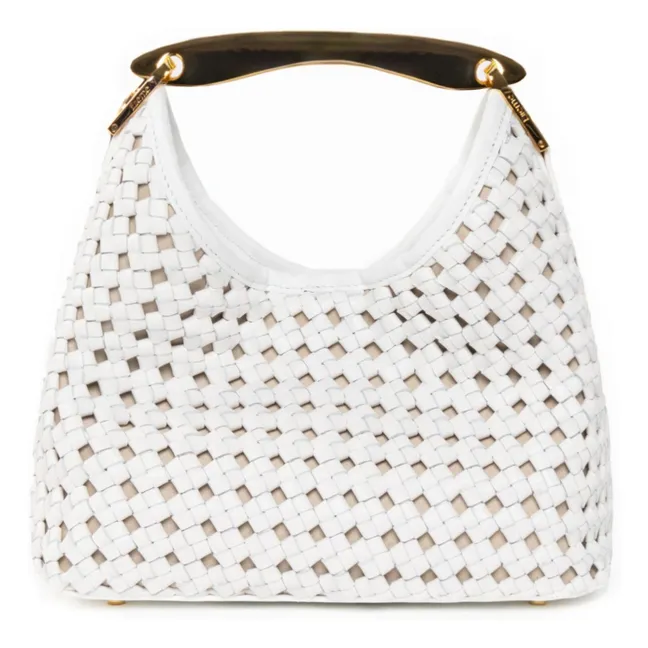 Borsa Boomerang piccola in pelle intrecciata | Bianco