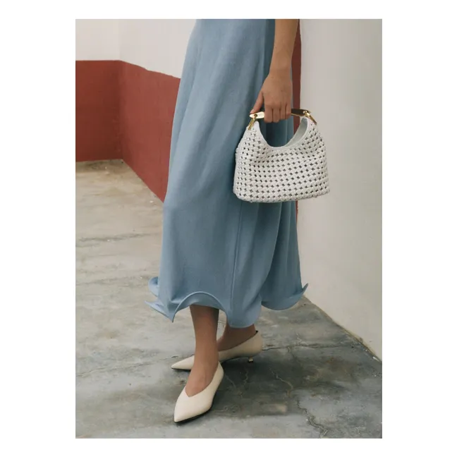 Borsa Boomerang piccola in pelle intrecciata | Bianco