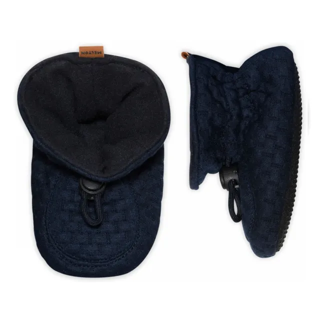 Texturierte Hausschuhe | Navy