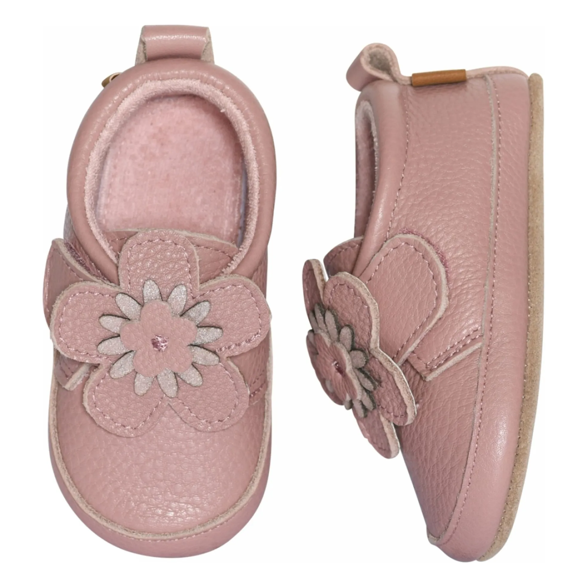 Melton Pink Daisy Leather Slippers