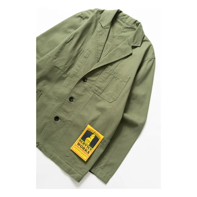 Giacca in cotone organico Drill Server | Verde oliva
