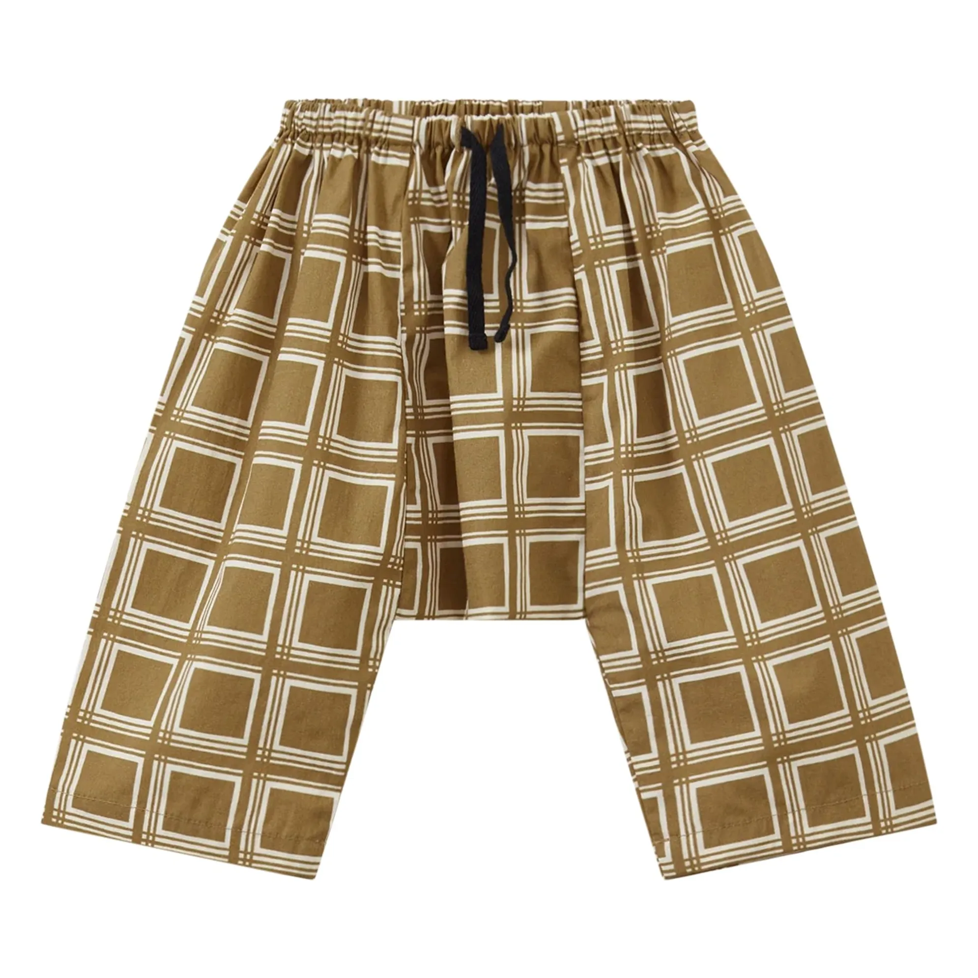 Caramel Brown Linum Carreaux Trousers