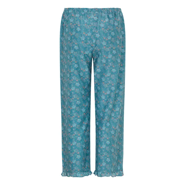 Pantalon Montana Daisy Voile de Coton et Soie | Bleu céladon