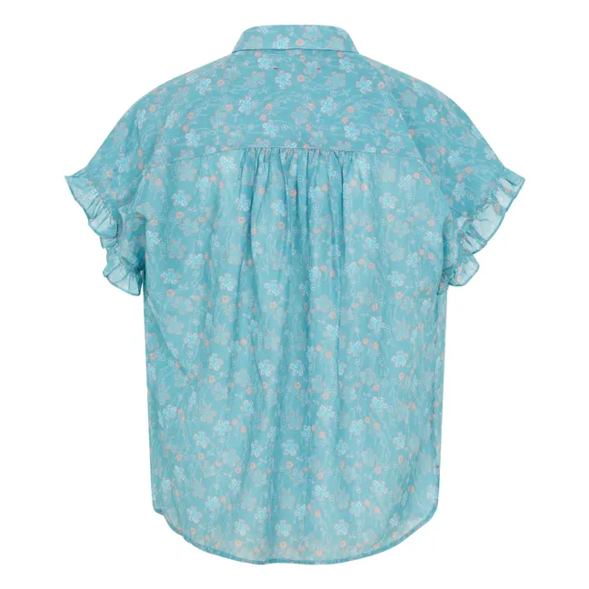 Blouse Noah Daisy Voile de Coton et Soie | Bleu céladon