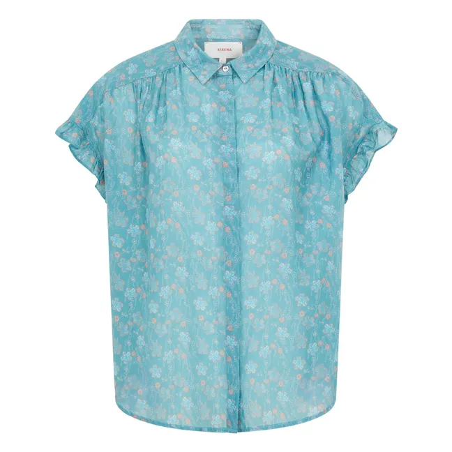 Blouse Noah Daisy Voile de Coton et Soie | Bleu céladon