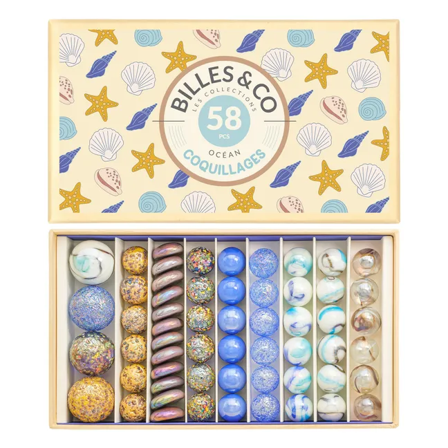 Coffret de 58 billes Coquillages