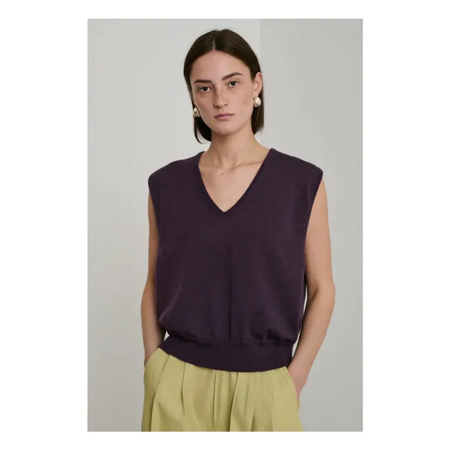 Sonia Sleeveless Merino Wool Sweater | Purple