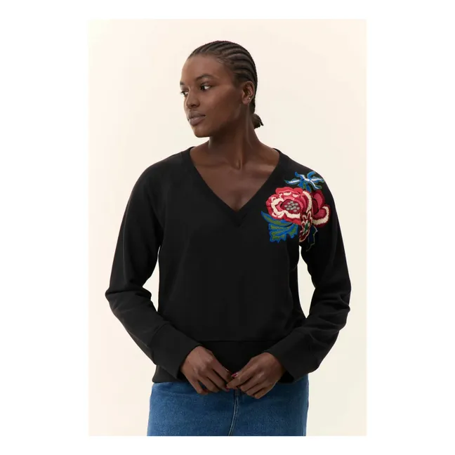 Sweatshirt Shavi Flower Bio-Baumwolle | Kohle