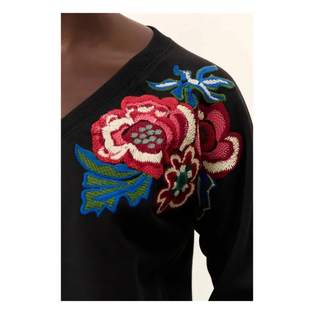 Sweatshirt Shavi Flower Bio-Baumwolle | Kohle