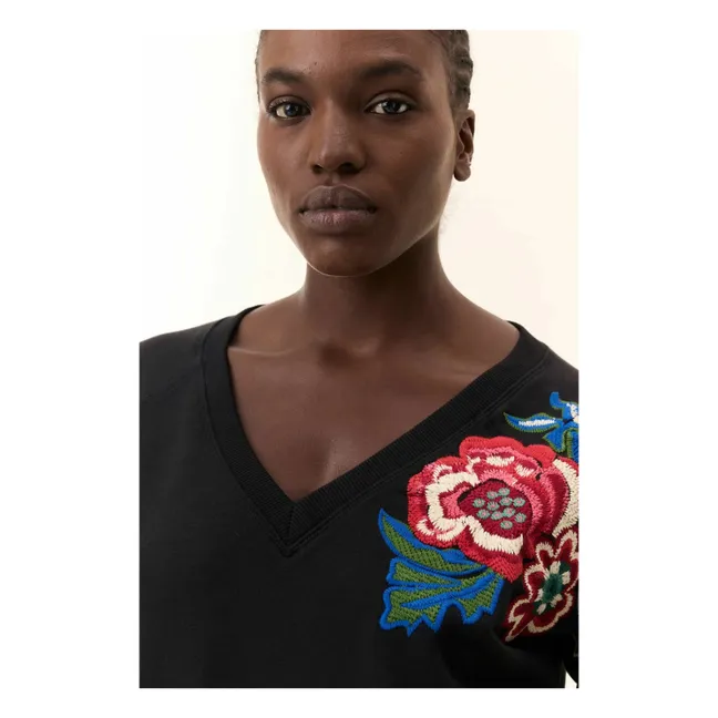 Sweatshirt Shavi Flower Bio-Baumwolle | Kohle