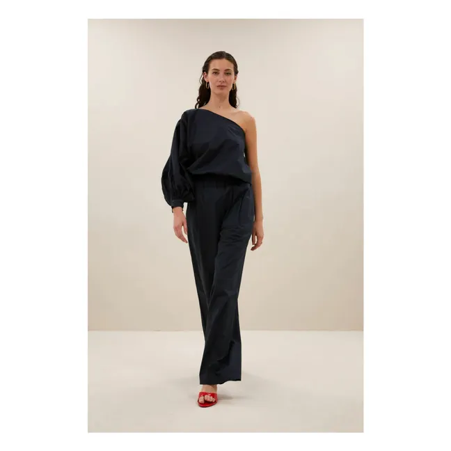 Blusa Bella de popelina de algodón | Azul Noche