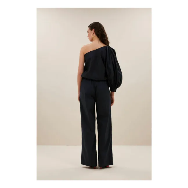 Blusa Bella de popelina de algodón | Azul Noche