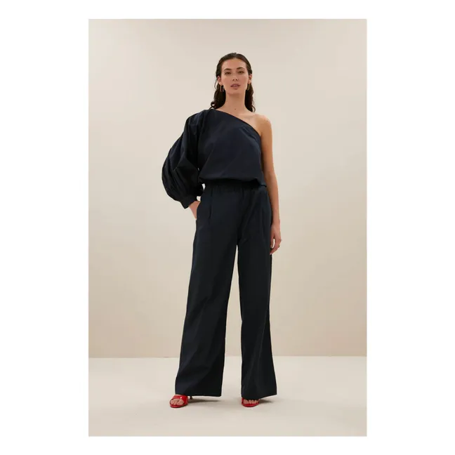 Blusa Bella de popelina de algodón | Azul Noche