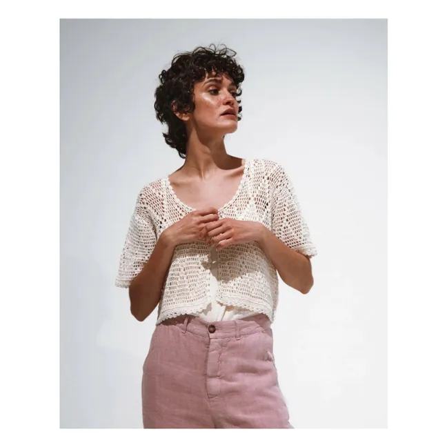 Bonza Crochet Vest | Ecru