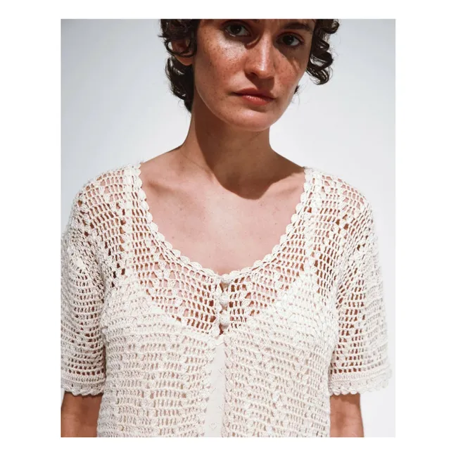 Bonza Crochet Vest | Ecru