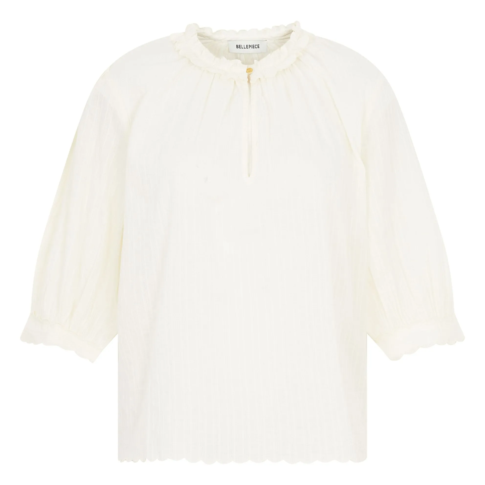 Bellepiece Ecru Bellem Blouse Dobby Stripes