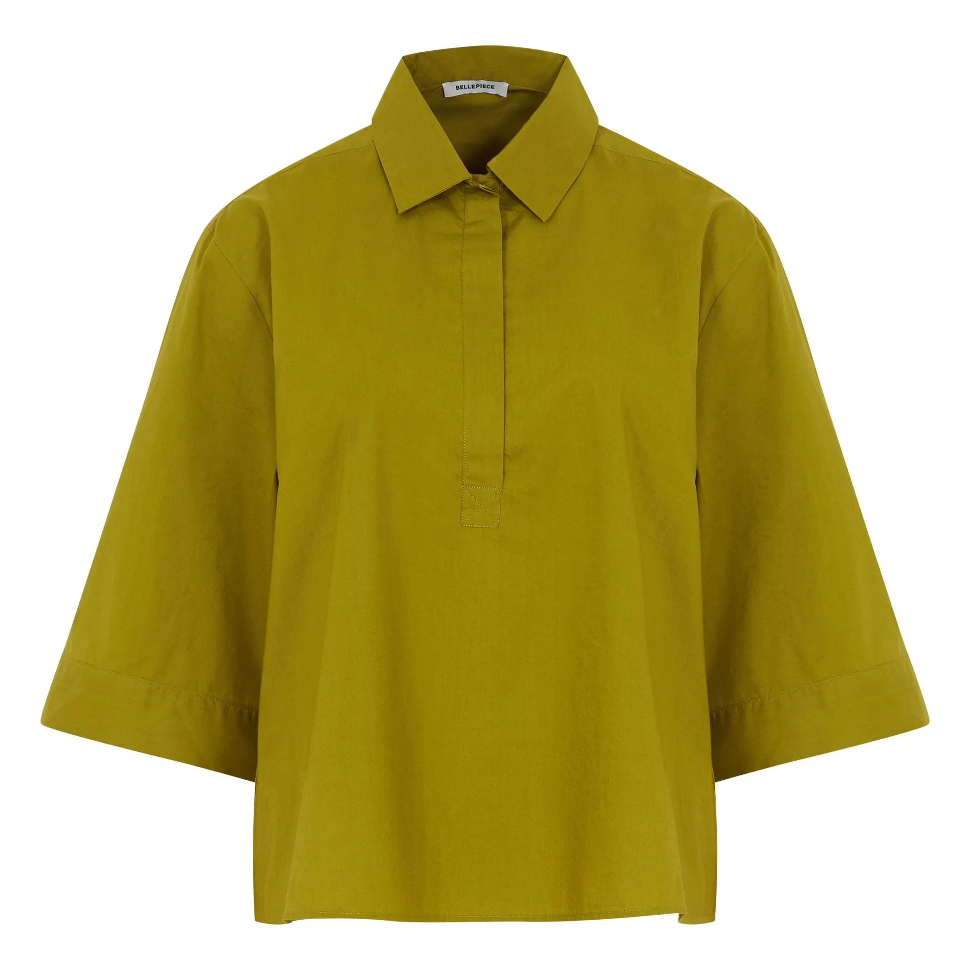 Bellepiece Moss Green Padova Cotton Poplin Blouse