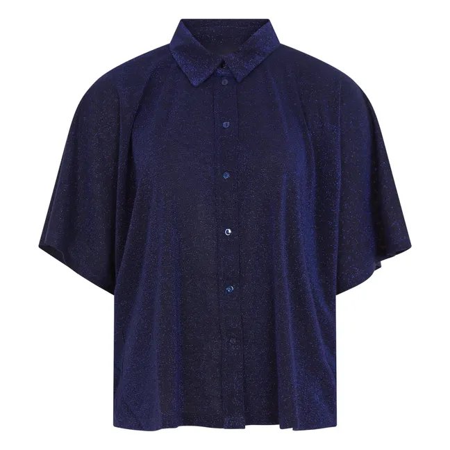 Camicia Brooklyn metallizzata | Blu marino
