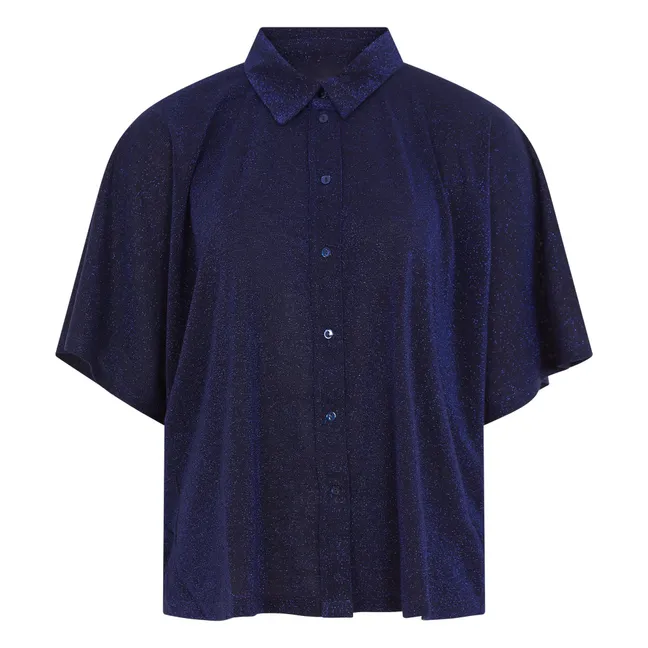 Camisa metalizada Brooklyn | Azul Marino