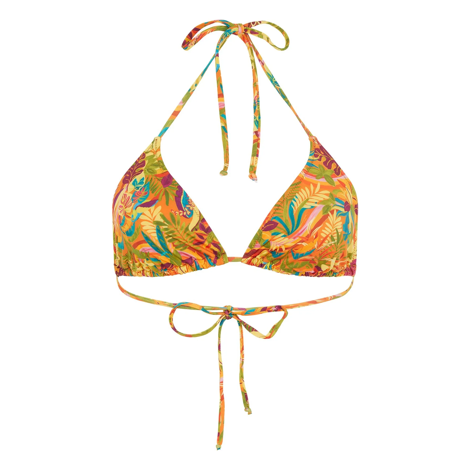 Momoni Orange Navy Print Swimsuit Top