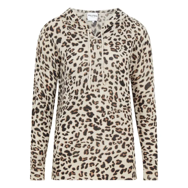 Felpa con cappuccio Booba Leopard Cashmere | Seta greggia