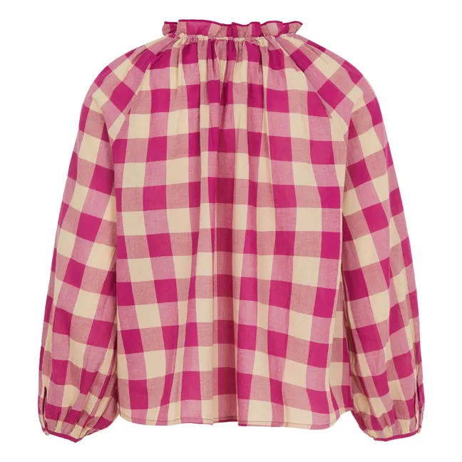 Blouse Rhodes Carreaux | Rose fuschia