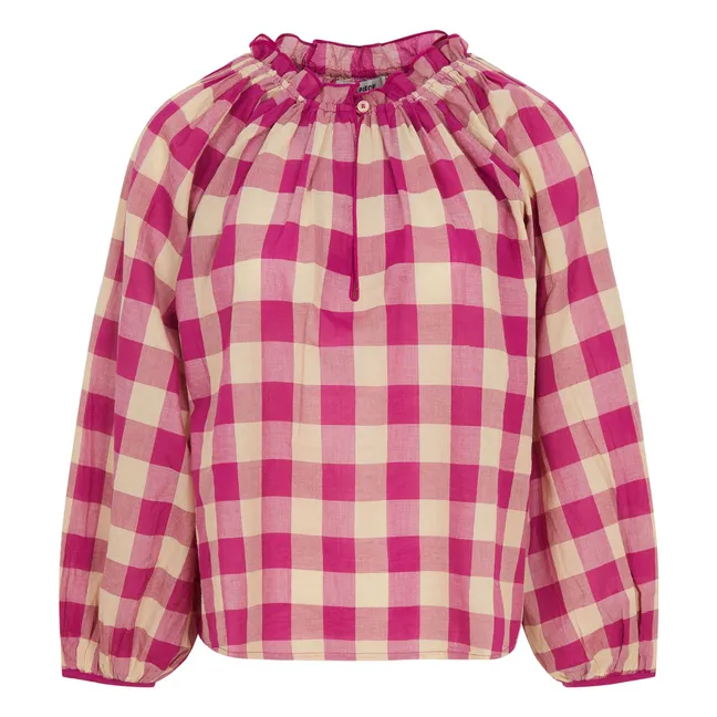 Blouse Rhodes Carreaux | Rose fuschia