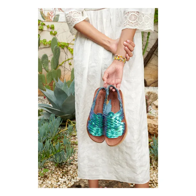 Sandalias metalizadas Fria Mermaid | Azul Turquesa