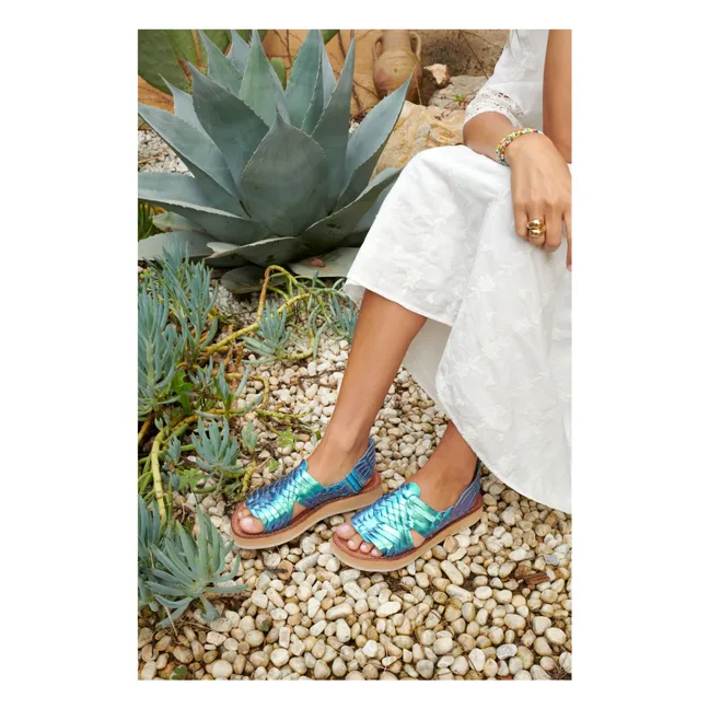 Sandalias metalizadas Fria Mermaid | Azul Turquesa