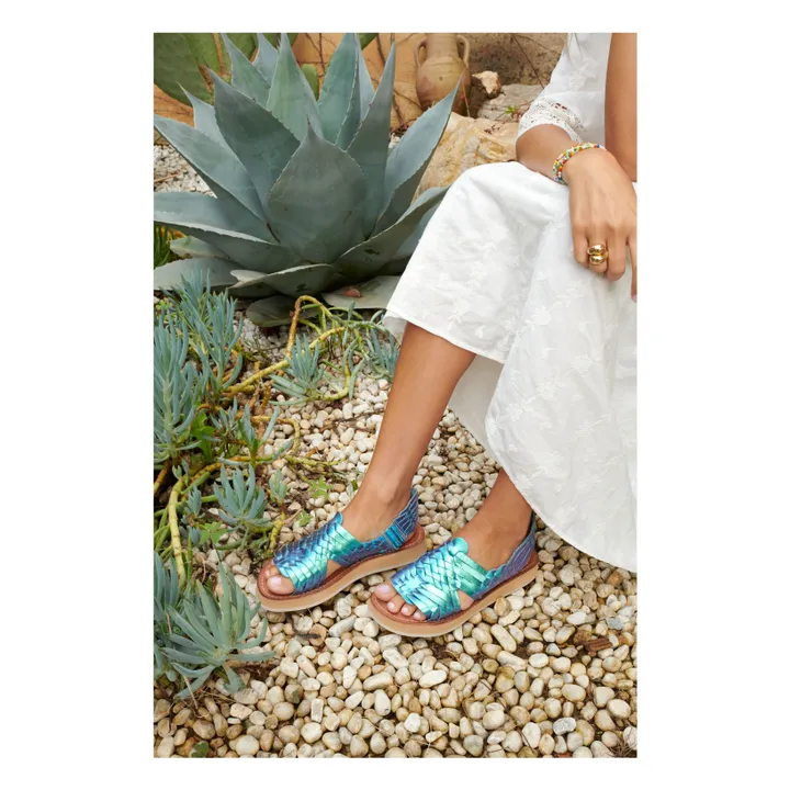 Sandales Fria Mermaid Métalissées | Bleu turquoise- Image produit n°0