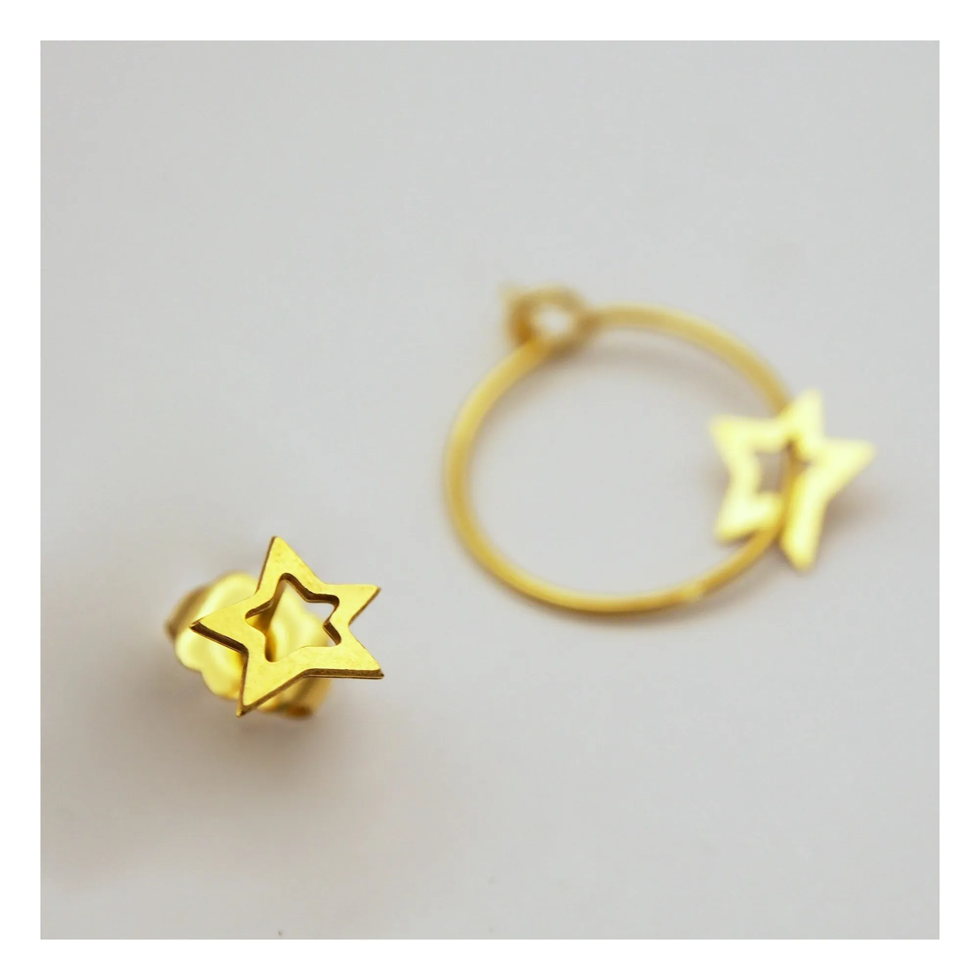 Adorabili Gold Duo Earrings Elise Big Star
