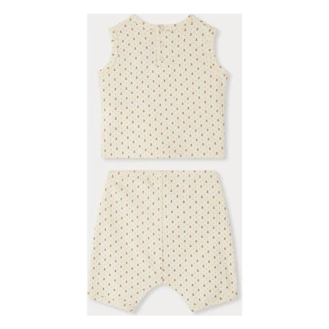 Set top e pantaloncini in cotone biologico Elo | Crema