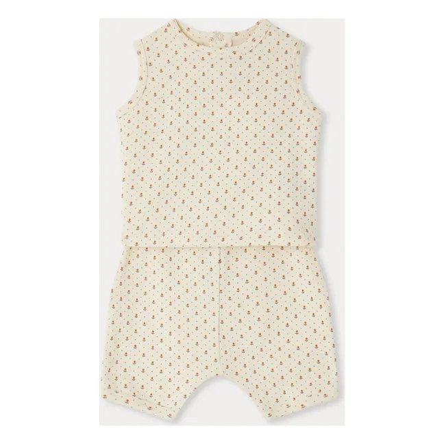 Set top e pantaloncini in cotone biologico Elo | Crema
