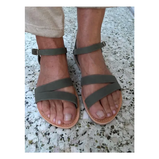 Iris Nubuck Sandalen | Khaki