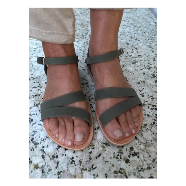 Sandales Iris Nubuck | Vert kaki- Image produit n°1