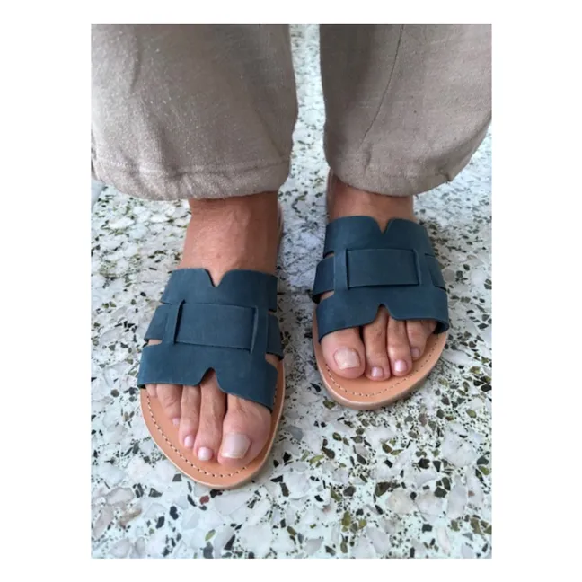 Mules Oriane Nubuck | Bleu