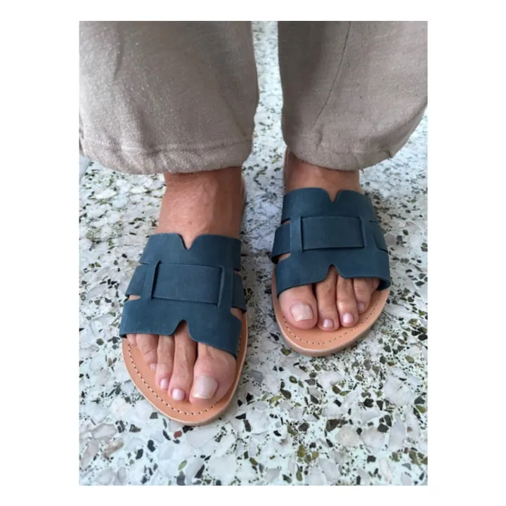 Mules Oriane Nubuck | Bleu- Image produit n°1