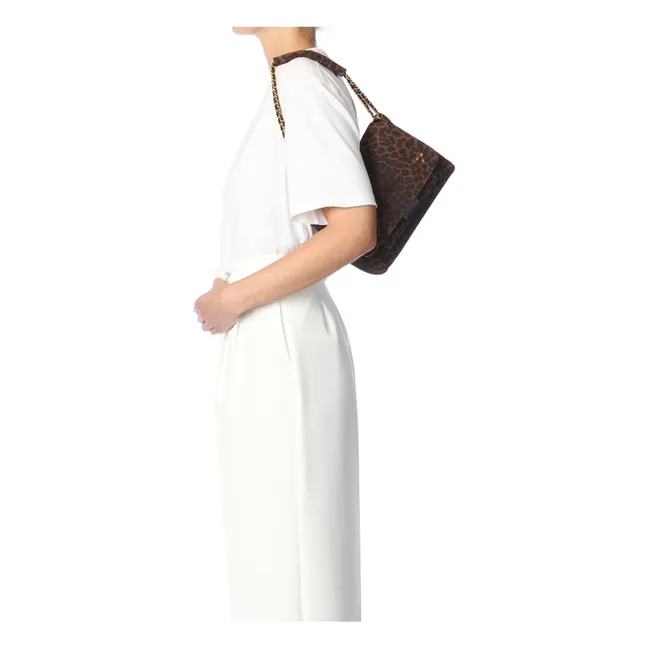 Sac Lulu M Croûte Velours Léopard | Marron