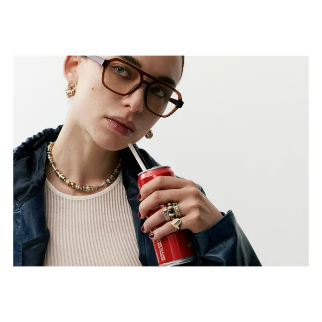 Anello doppio Nefertiti | Nero