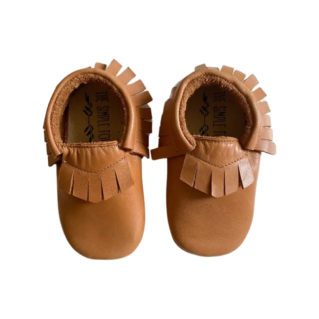 Fringed Baby Slippers | Camel